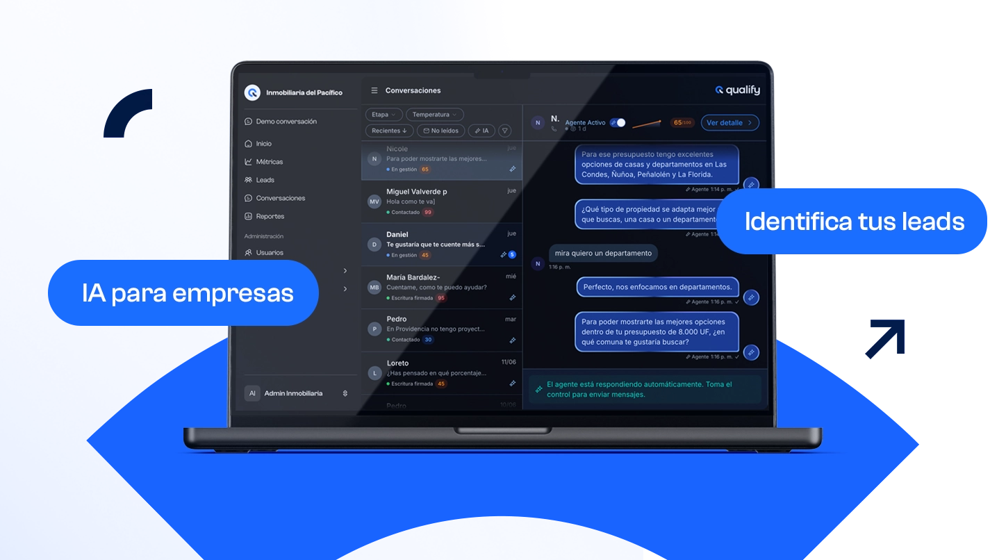 Qualify — panel de conversaciones con IA para identificar tus leads